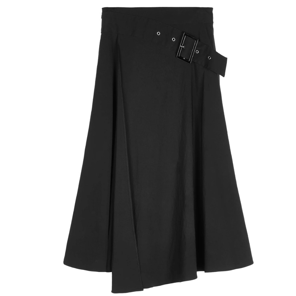 S Deer Black Side buckle A line skirt